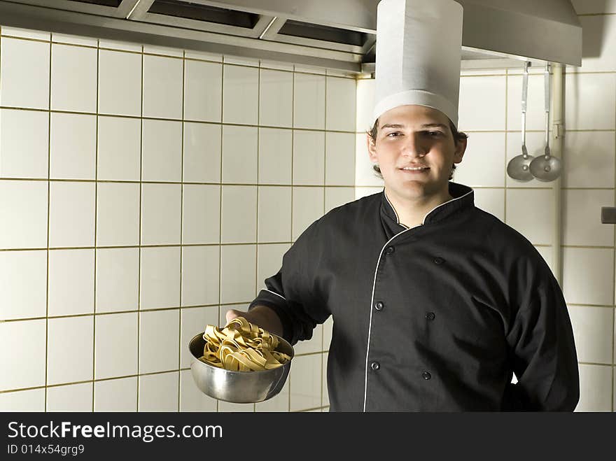 Chef Holding Noodles