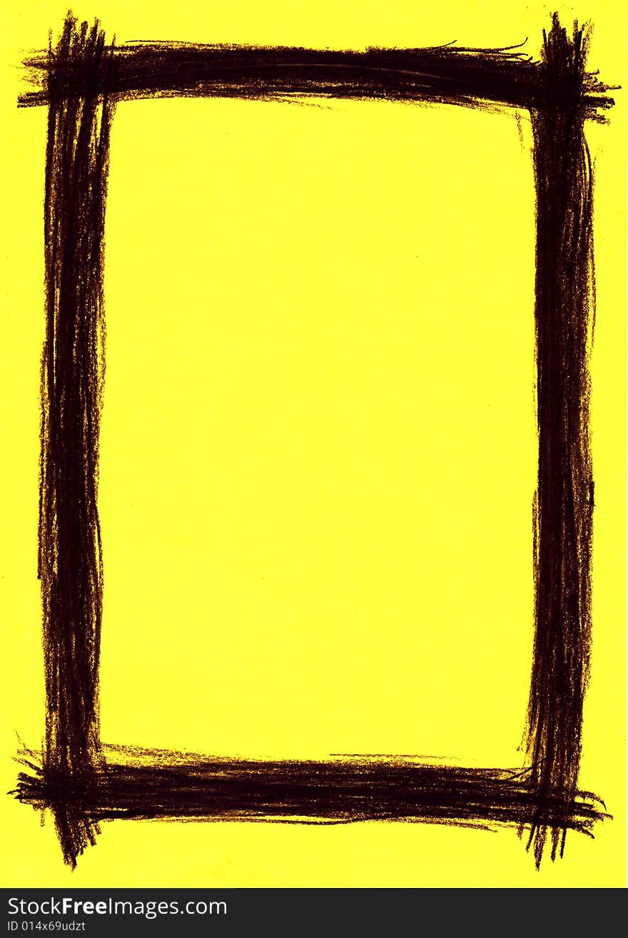 A charcoal hand sketch frame over yellow background