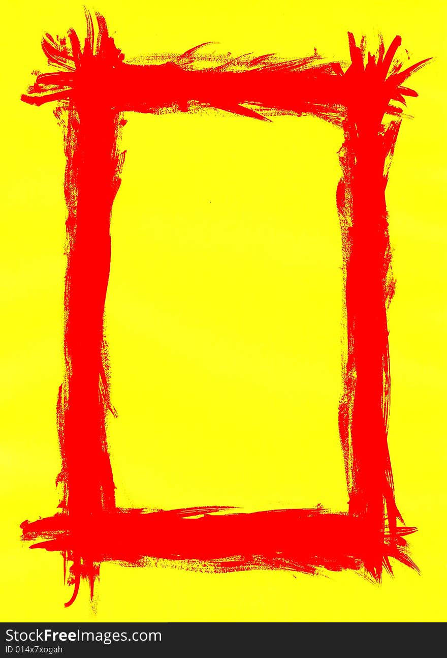 A water color hand sketch frame over yellow background