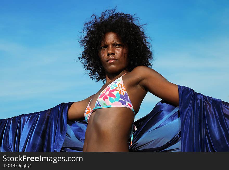 Portrait of african fashion girl wearing bikini. Portrait of african fashion girl wearing bikini