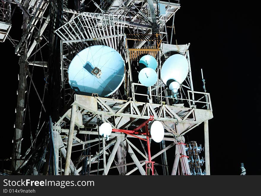 Tower of retransmitters at night. Tower of retransmitters at night