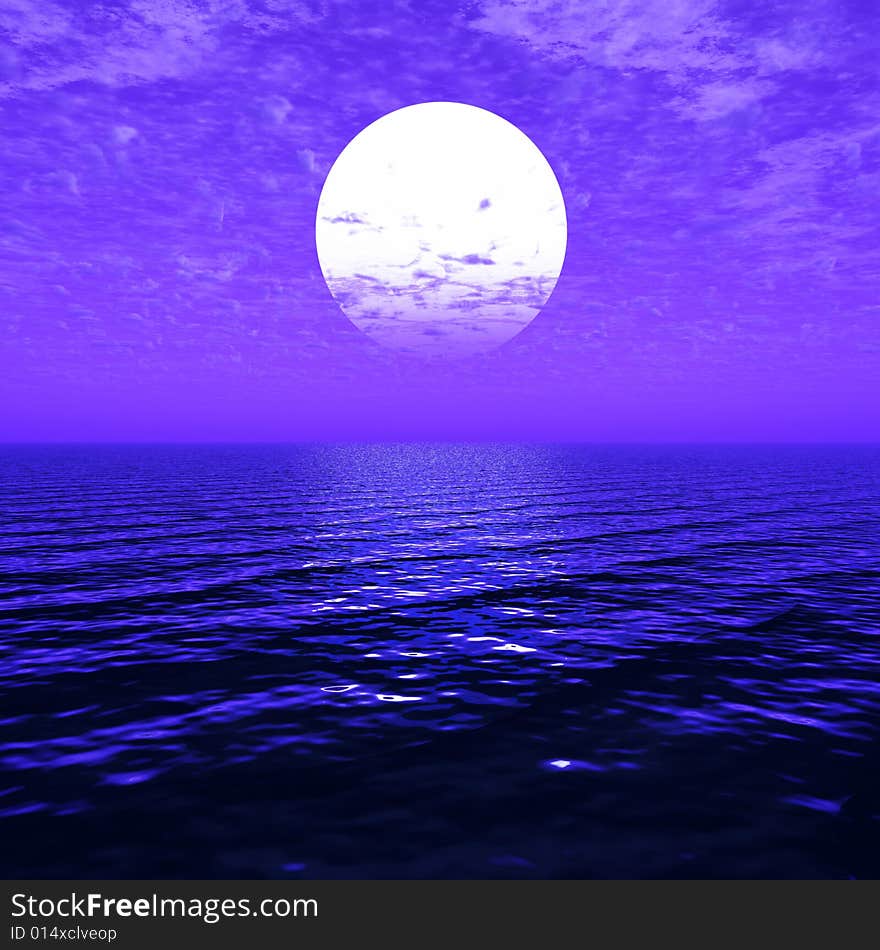 Beautiful sea and sky at sunset - digital artwork. Beautiful sea and sky at sunset - digital artwork