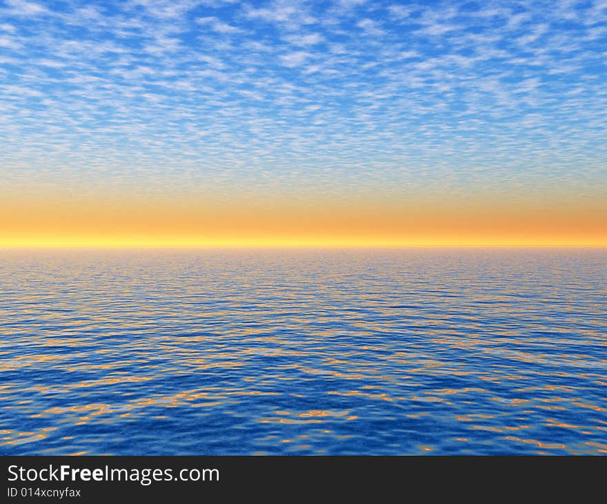 Beautiful sea and sky at sunset - digital artwork. Beautiful sea and sky at sunset - digital artwork