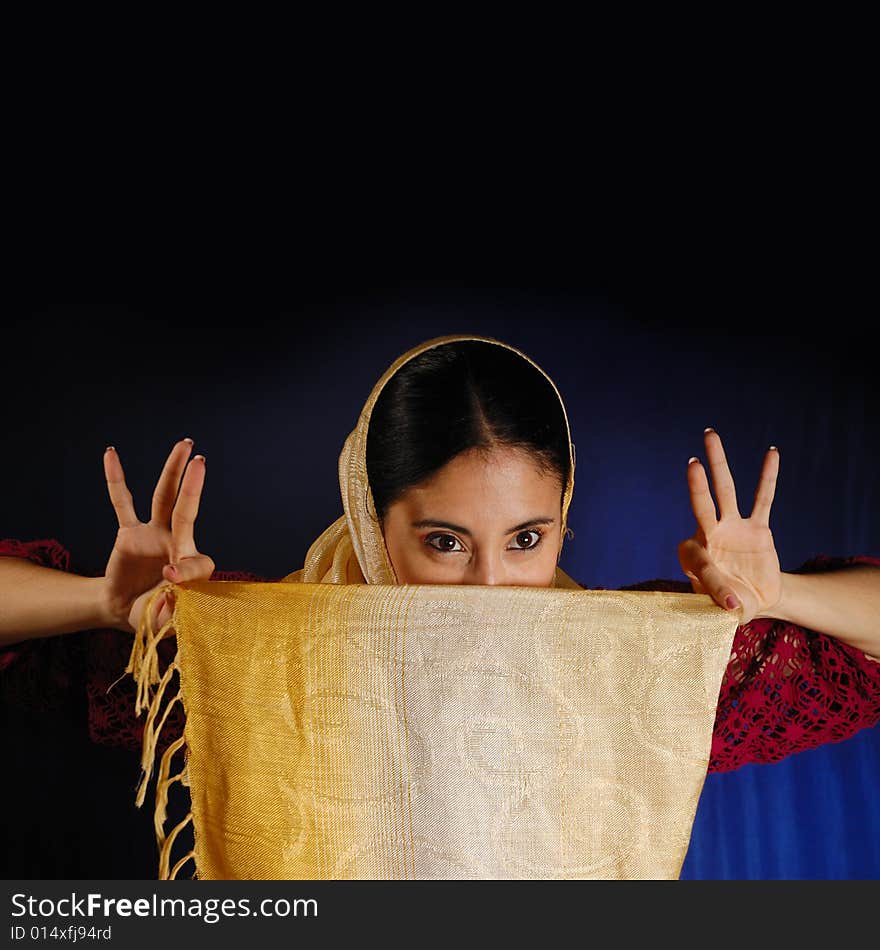 Indian woman peeking