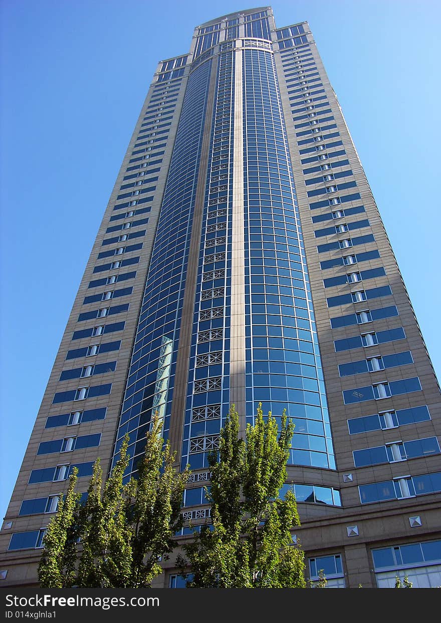 Tall modern skyscraper in Seattle city. Tall modern skyscraper in Seattle city.