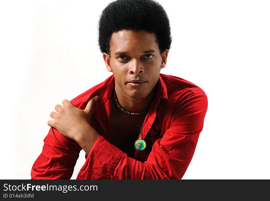 Portrait of young trendy african man posing - isolated. Portrait of young trendy african man posing - isolated