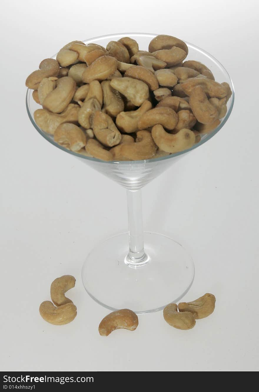 Cashews in glasson angle