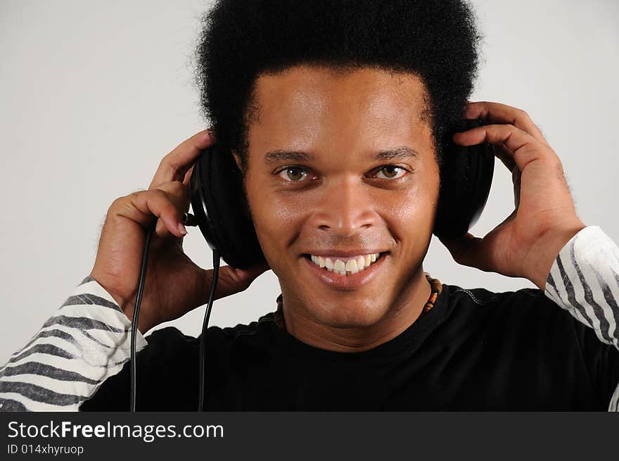 Happy man with headphones