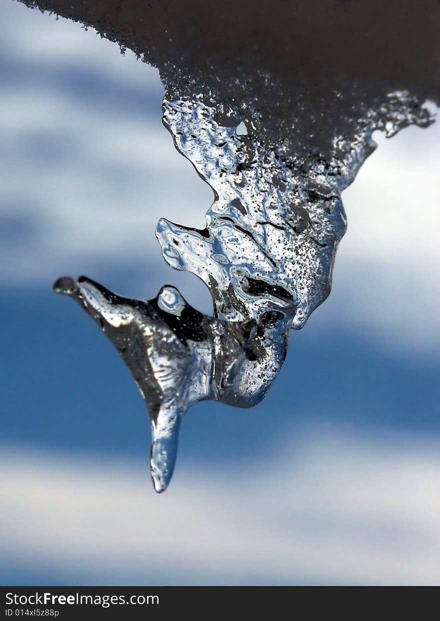 Natural stalactite looking like the head of a dog upside down. Natural stalactite looking like the head of a dog upside down