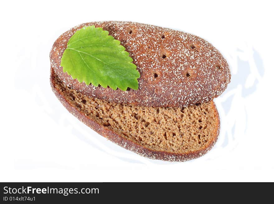 Isolated Bread With Green Leaf