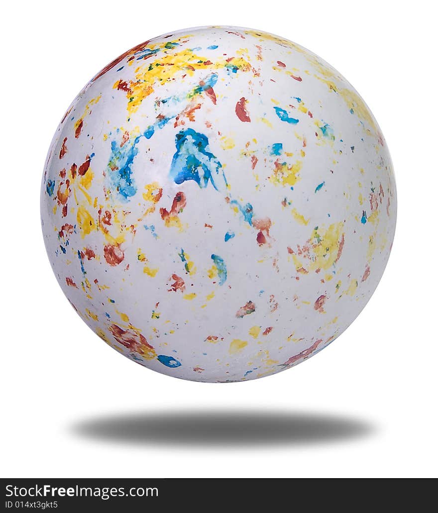 White ball covered with colored spots. White ball covered with colored spots