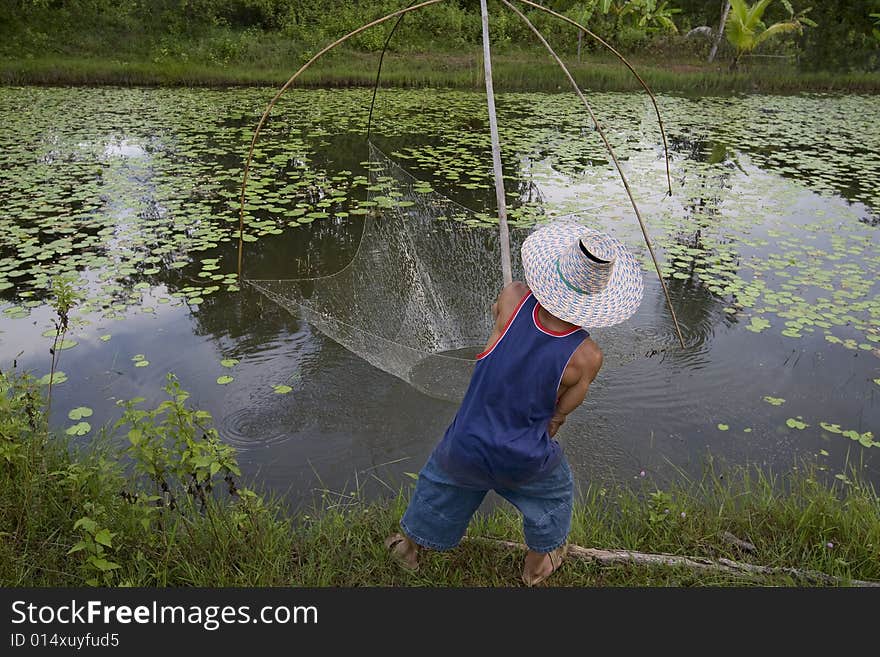 Fisherman With Stave, Asia