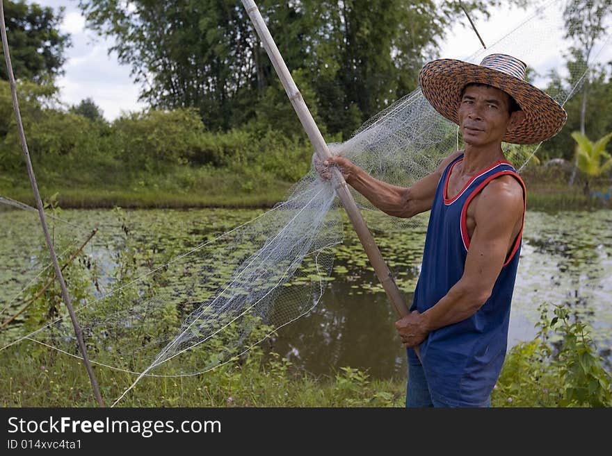 Fisherman With Stave, Asia