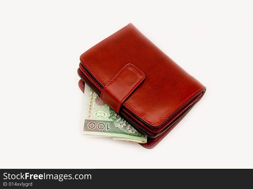 Red wallet with money