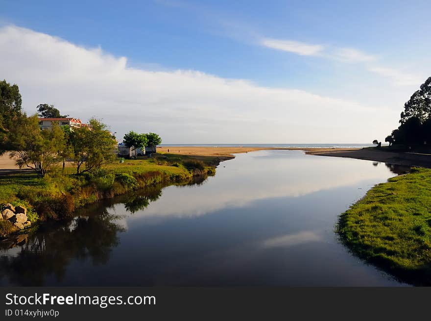 Empty strand and riverside with horizon. Empty strand and riverside with horizon