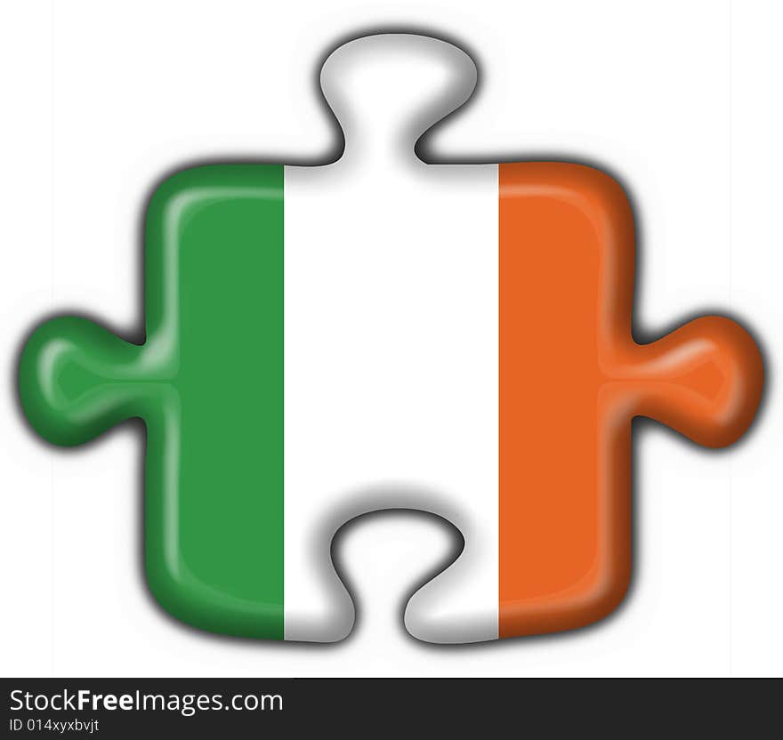 Ireland button flag puzzle shape