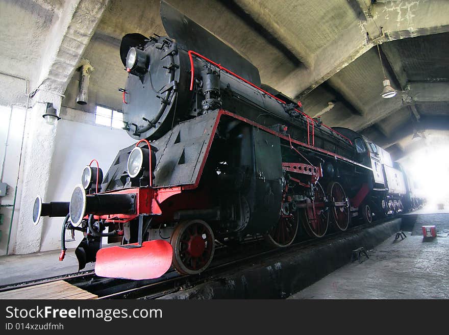 The photograph of old engines in railway museum. The photograph of old engines in railway museum