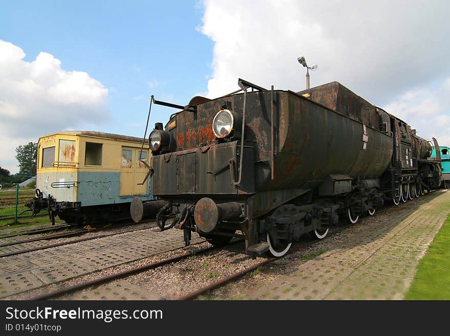 The photograph of old engines in railway museum. The photograph of old engines in railway museum