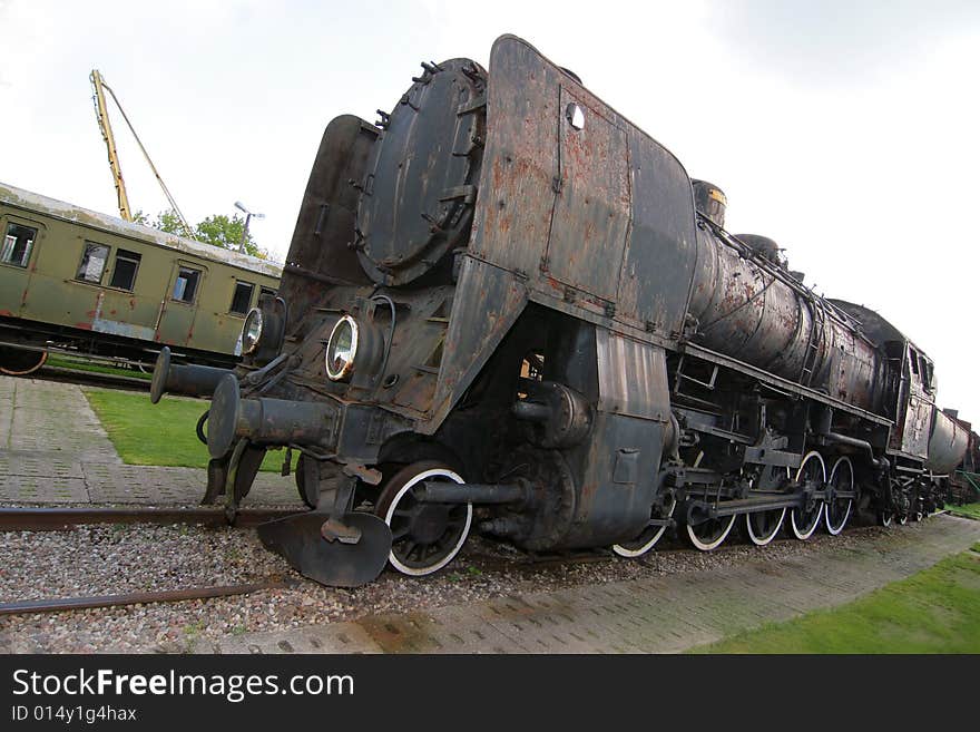 The photograph of old engines in railway museum. The photograph of old engines in railway museum