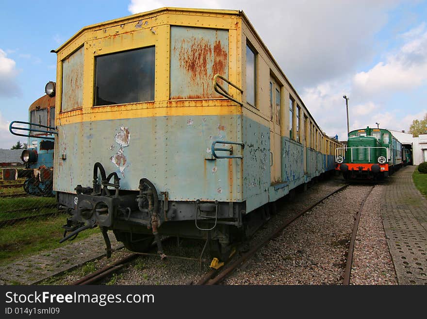 The photograph of old engines in railway museum. The photograph of old engines in railway museum