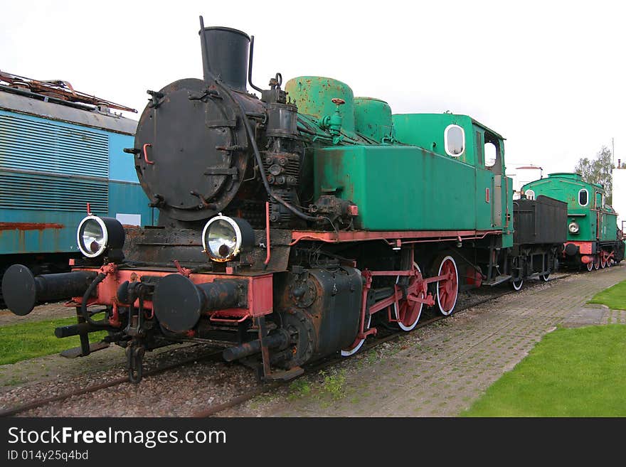 The photograph of old engines in railway museum. The photograph of old engines in railway museum