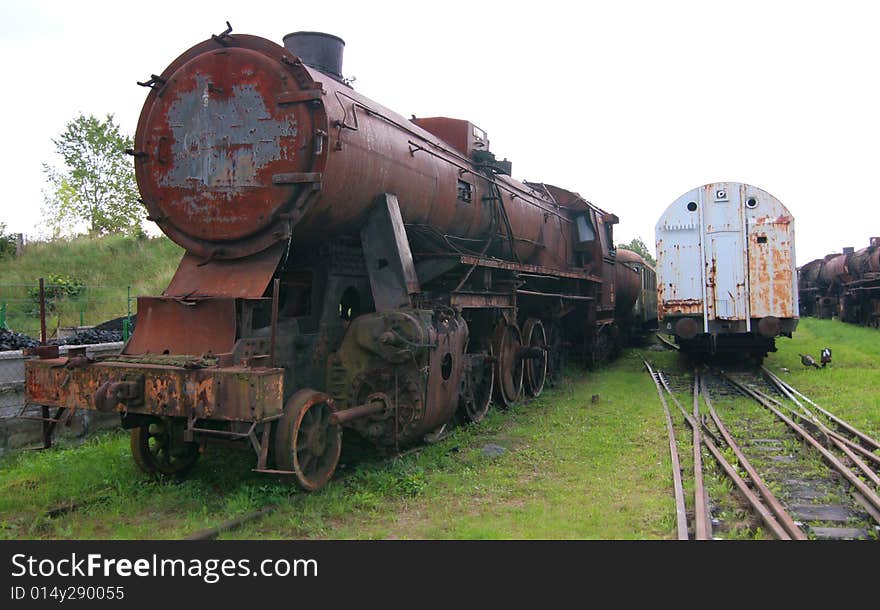 The photograph of old engines in railway museum. The photograph of old engines in railway museum