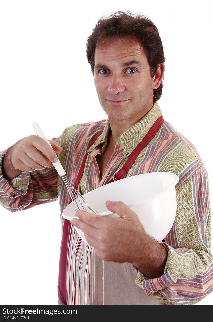 Happy cooker on a white background