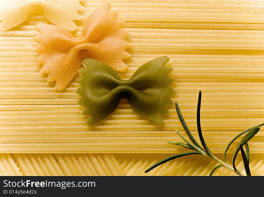 Different types of Italian pastas prepared to cook