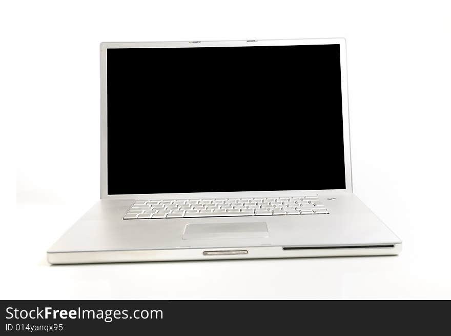 Detail of modern laptop computer isolated over white background. Detail of modern laptop computer isolated over white background