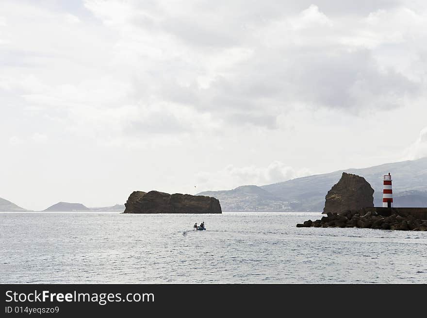 Canal between Pico and Faial Islands in Azores.