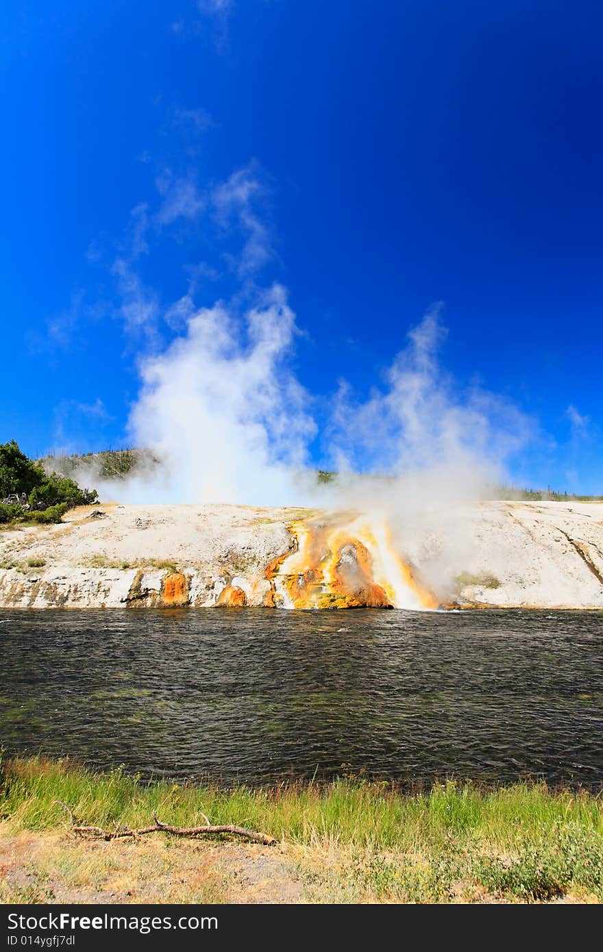 The scenery at Midway Geyser Basin in Yellowstone National Park