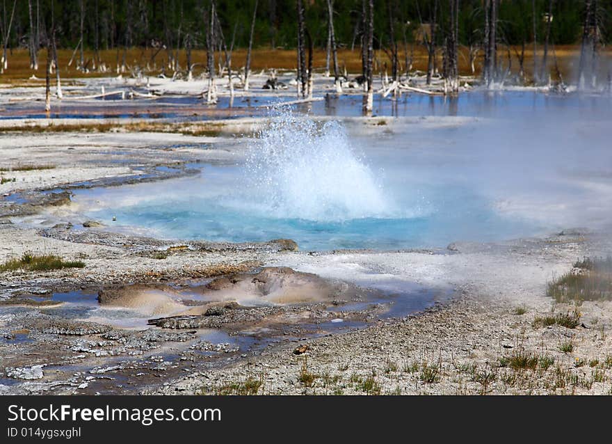 The scenery at Midway Geyser Basin in Yellowstone National Park