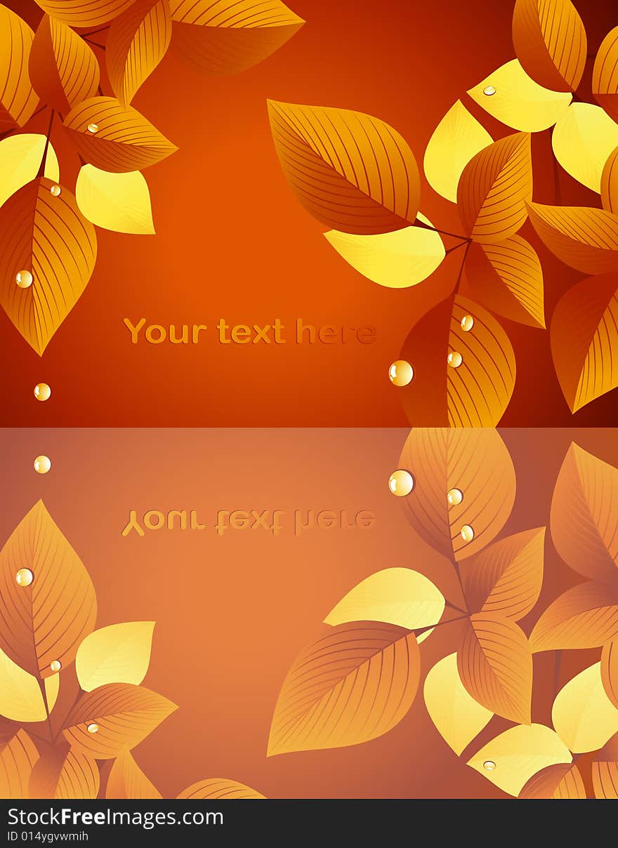 Autumnal leaf reflection vector illustration, AI file included. Autumnal leaf reflection vector illustration, AI file included