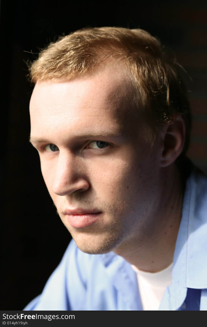 Natural light portrait of attractive man with thinning hair. Natural light portrait of attractive man with thinning hair