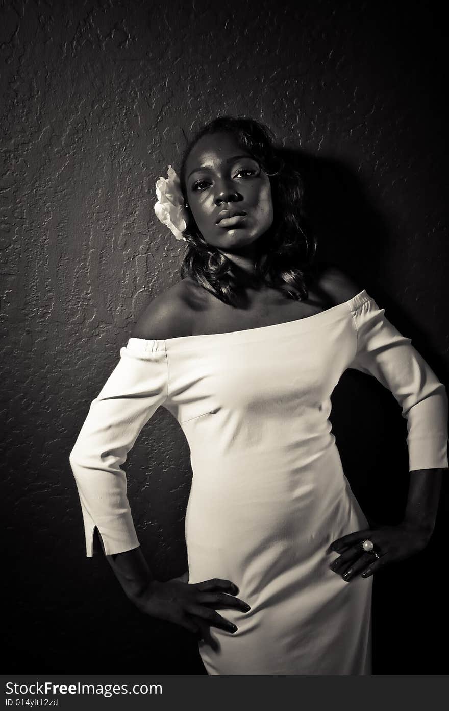 A young african american girl, photographed in the studio.