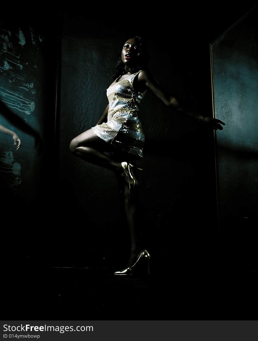 A young african american girl, photographed in the studio.