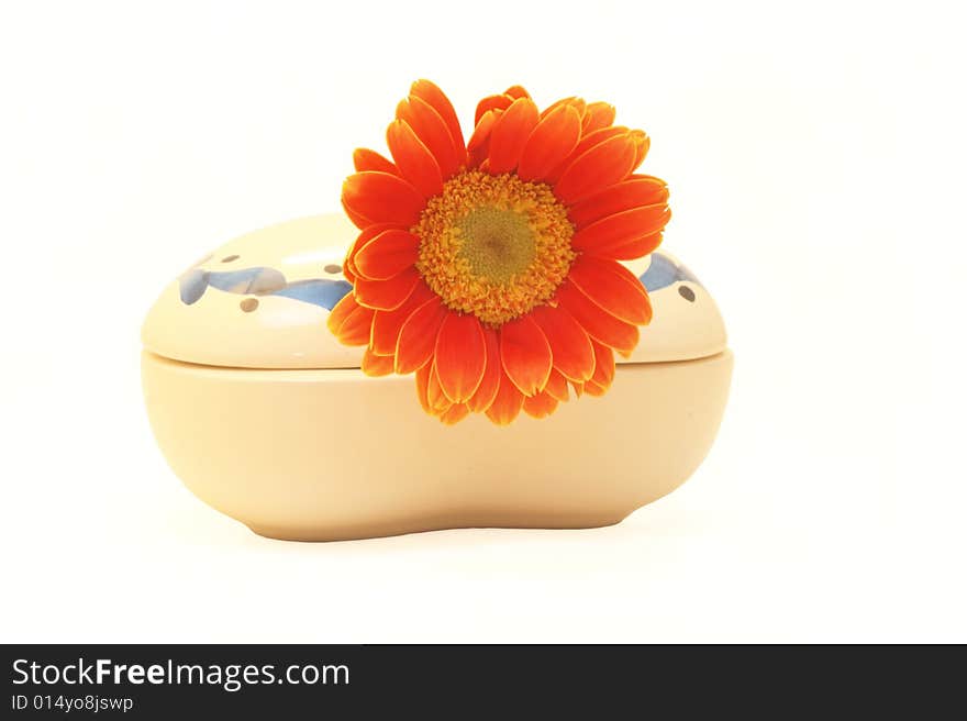 A flower on a porcelain jar. A flower on a porcelain jar