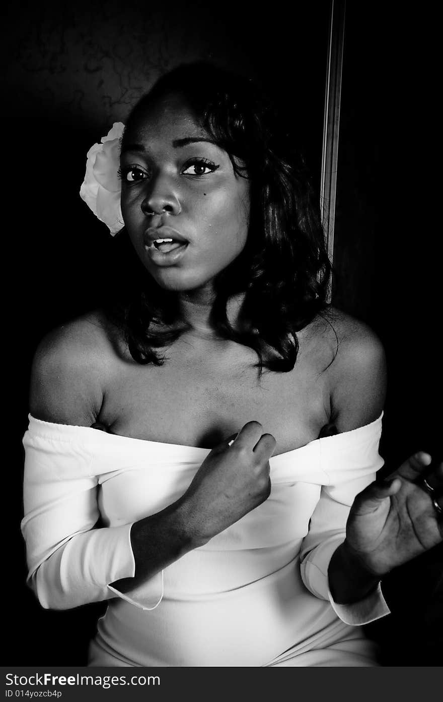 A young african american girl, photographed in the studio.