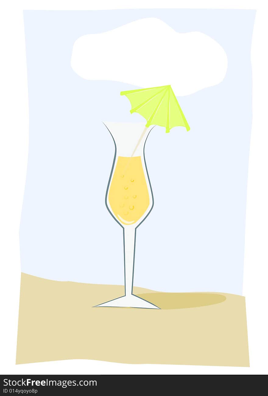 Illustration of summer drink on beach