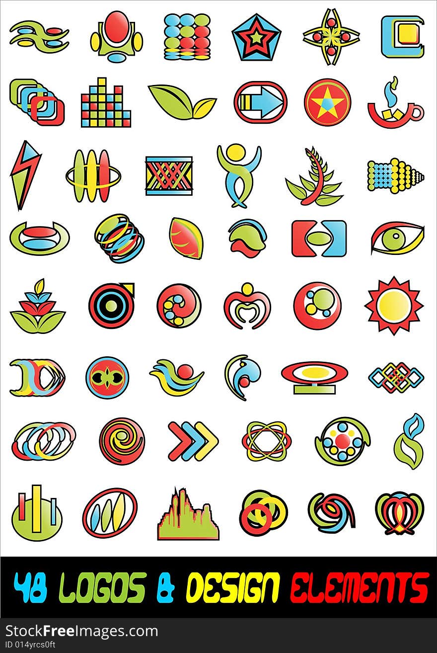 48 Abstract logos icons & design elelments vector. 48 Abstract logos icons & design elelments vector