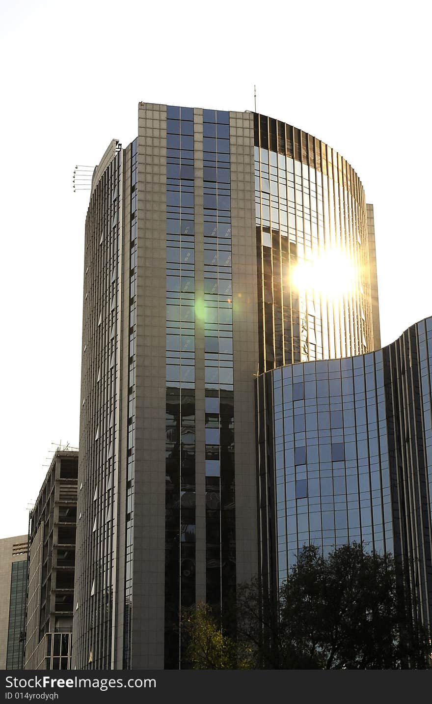 Building with sunlight reflection