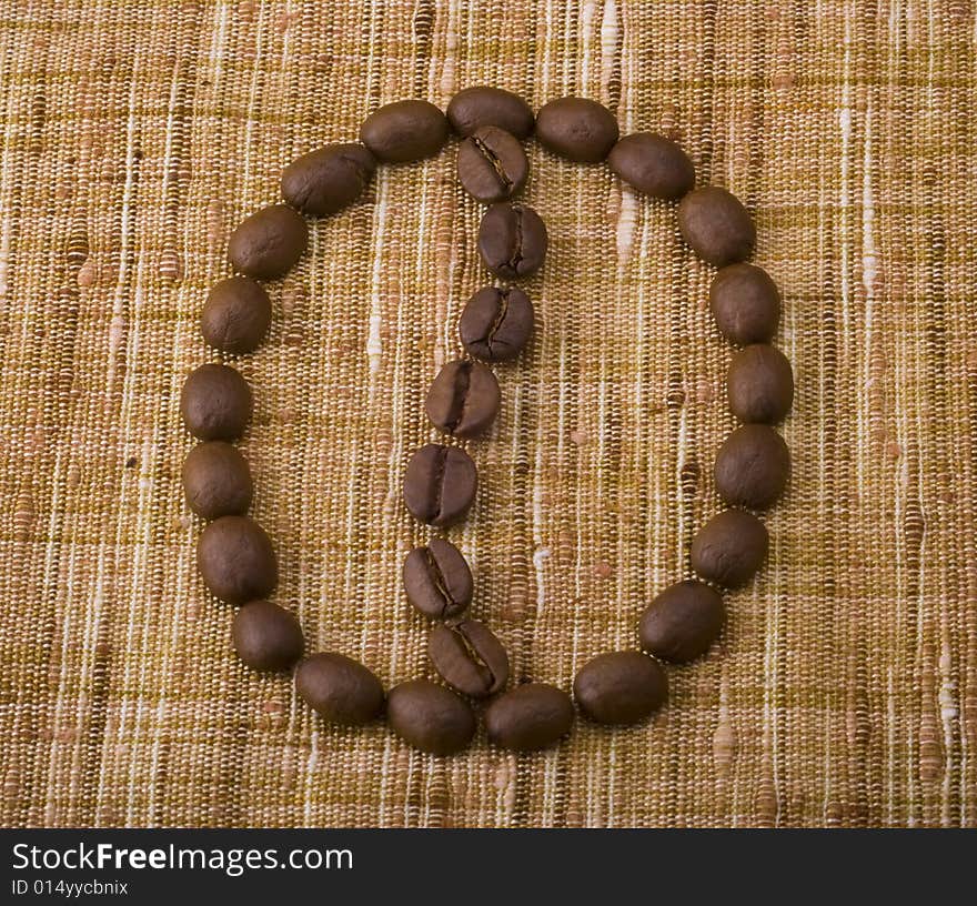 Coffee beans on brown sacking