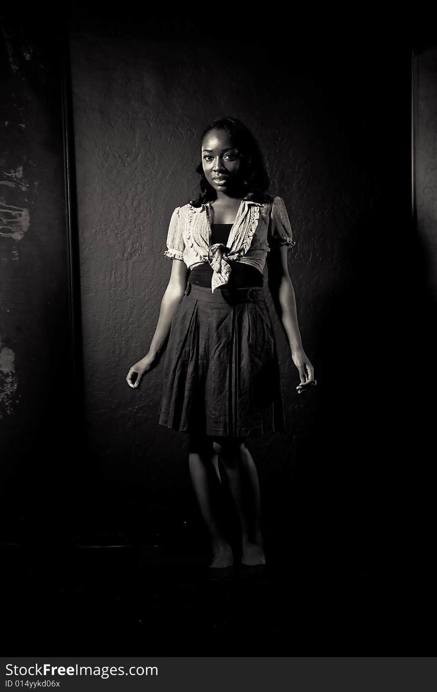 A young african american girl, photographed in the studio.