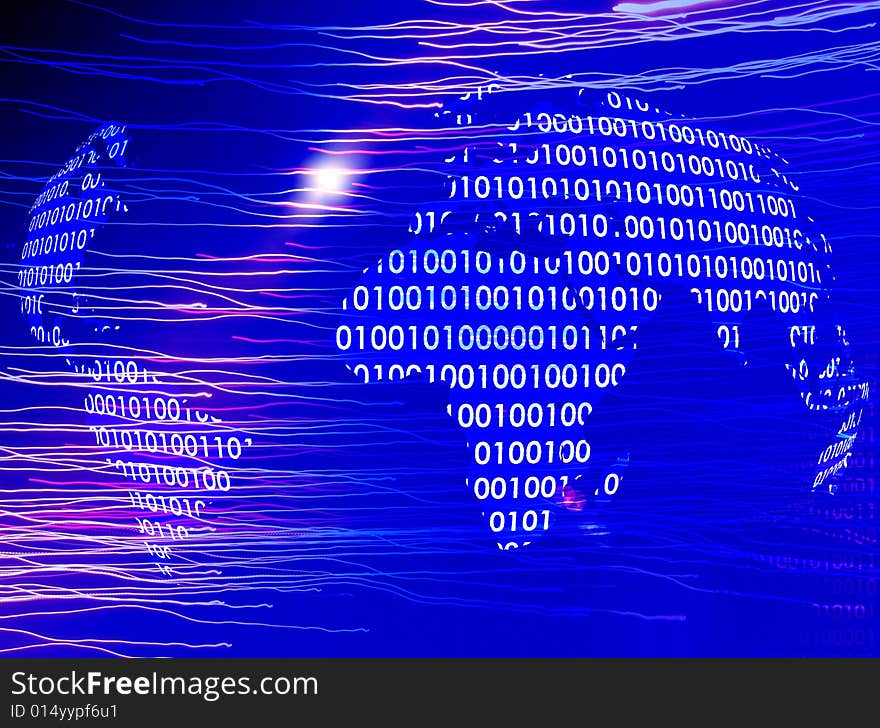 World map with binary code