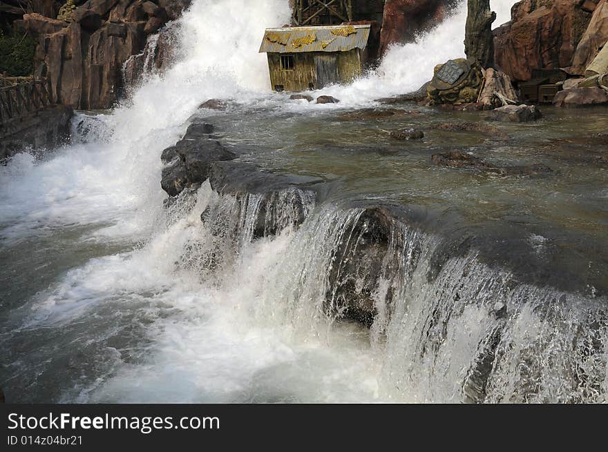 Water fall, flood from mountain