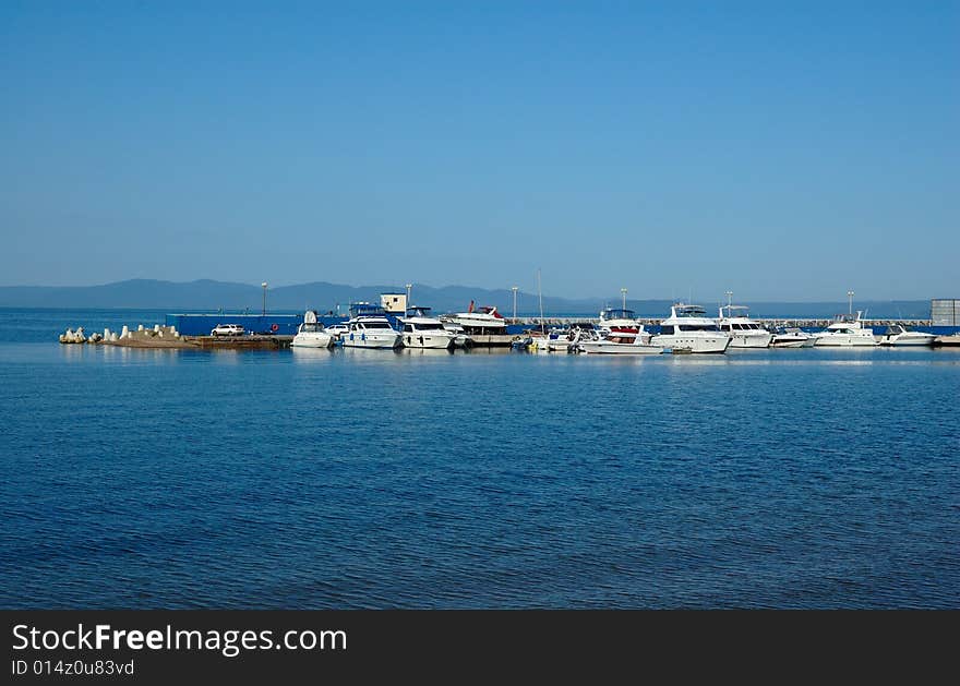 Yacht landing stage (pier) in Vladivostok.