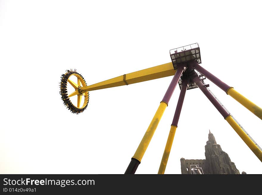 Roller coaster in amusement park