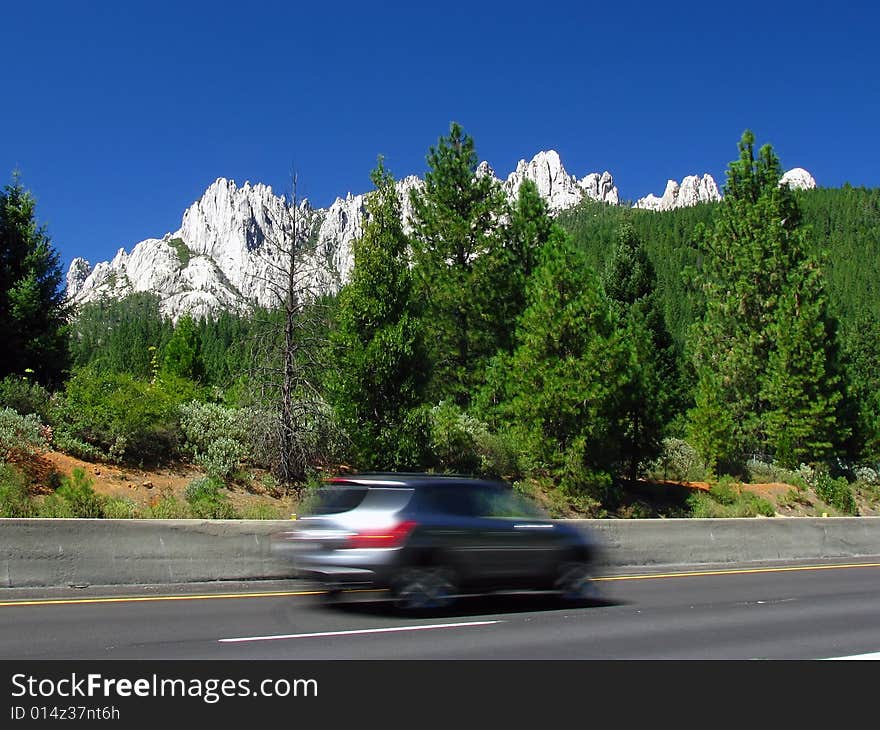 Castle Crags with Speeding Car