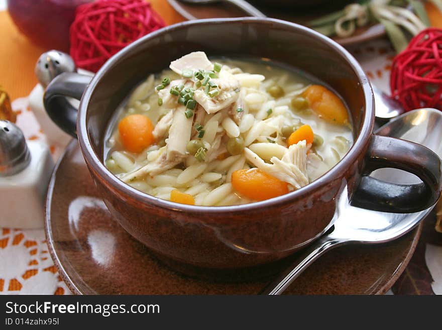 A fresh stew with rice-noodles and vegetables. A fresh stew with rice-noodles and vegetables