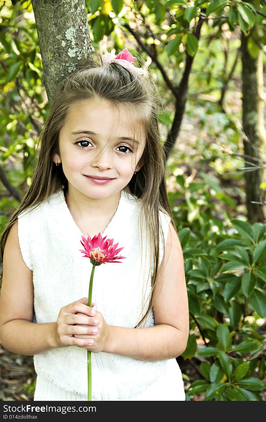 Girl with Pink Flower